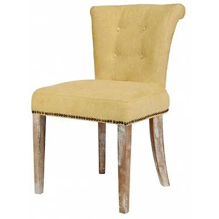 Upholstered Dining Side Chair with Rolled and Tufted Back